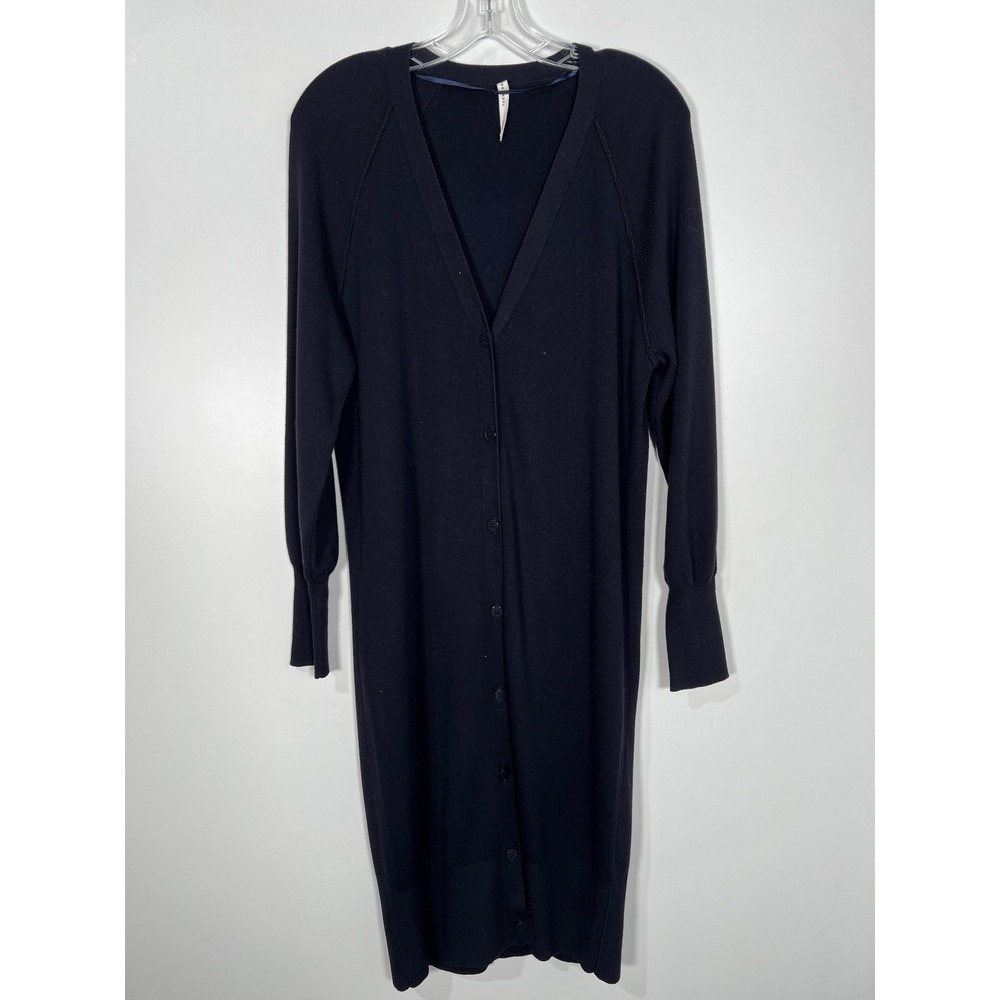 Paper Label Black Solid Knit Long Cardigan Duster Minimalist Casual XS